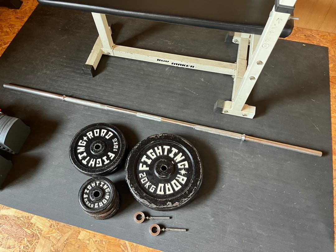 【引取希望】FIGHTING ROADウエイトプレート、ベンチセット　約75kg