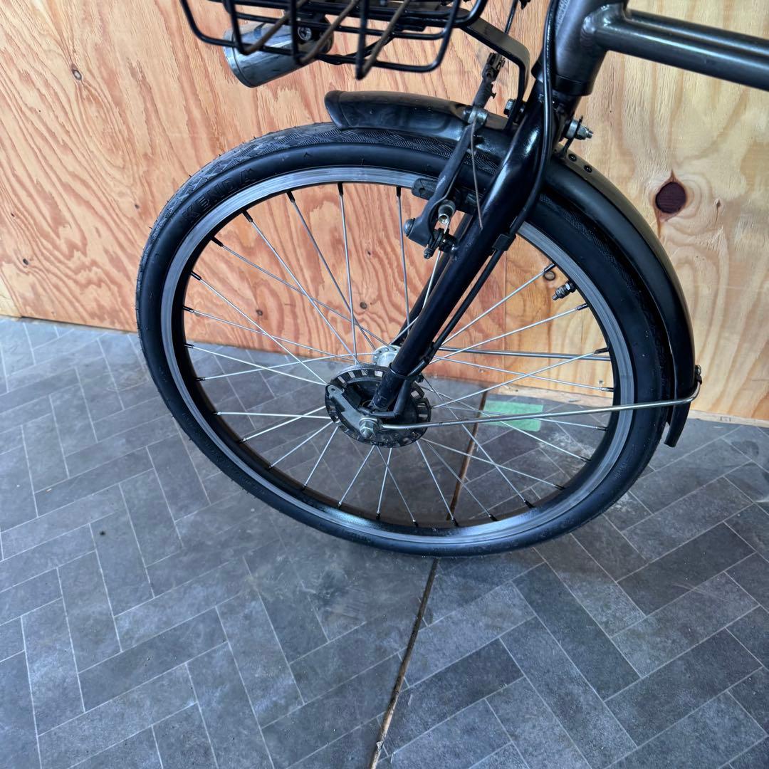 電動アシスト自転車 グレー フロントバスケット付き　バッテリー12.3ah