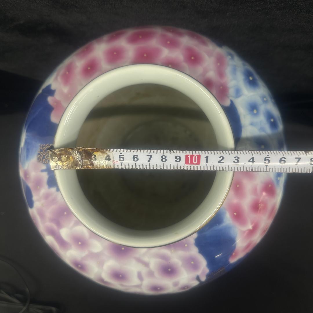 深川製磁　 金彩紫陽花図 大壺 約29cm　　中古美品