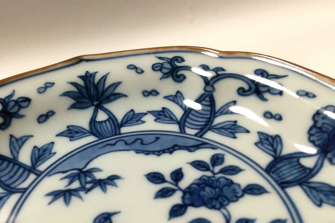 【未使用品】 源右衛門窯 染付 花鳥見込 銘々皿 3枚組【バラ売り可】