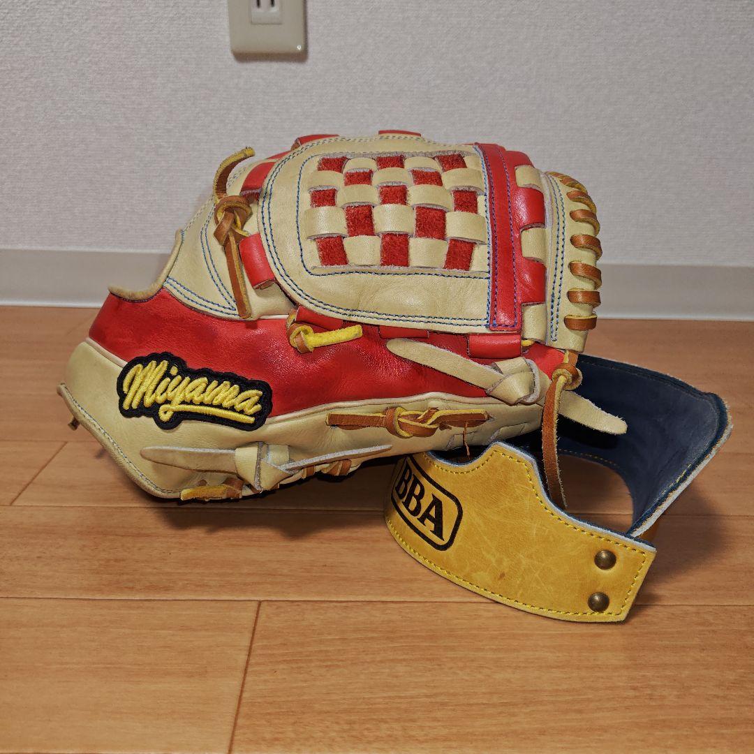 最終価格 ミヤマ 硬式軟式兼用 内野手用 オリジナル グローブ 湯もみ型付加工済