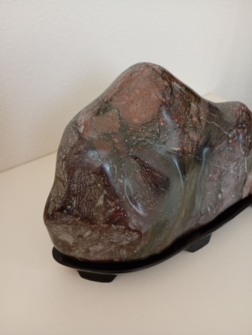 盆栽 鑑賞石 水石 置物 水石展 自然石 台座付 天然石 約26.5×16×9㎝