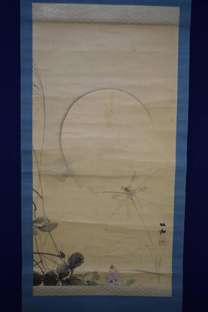 真作/羽田桂舟/秋月葛花図/桐共箱付/布袋屋掛軸HH-306