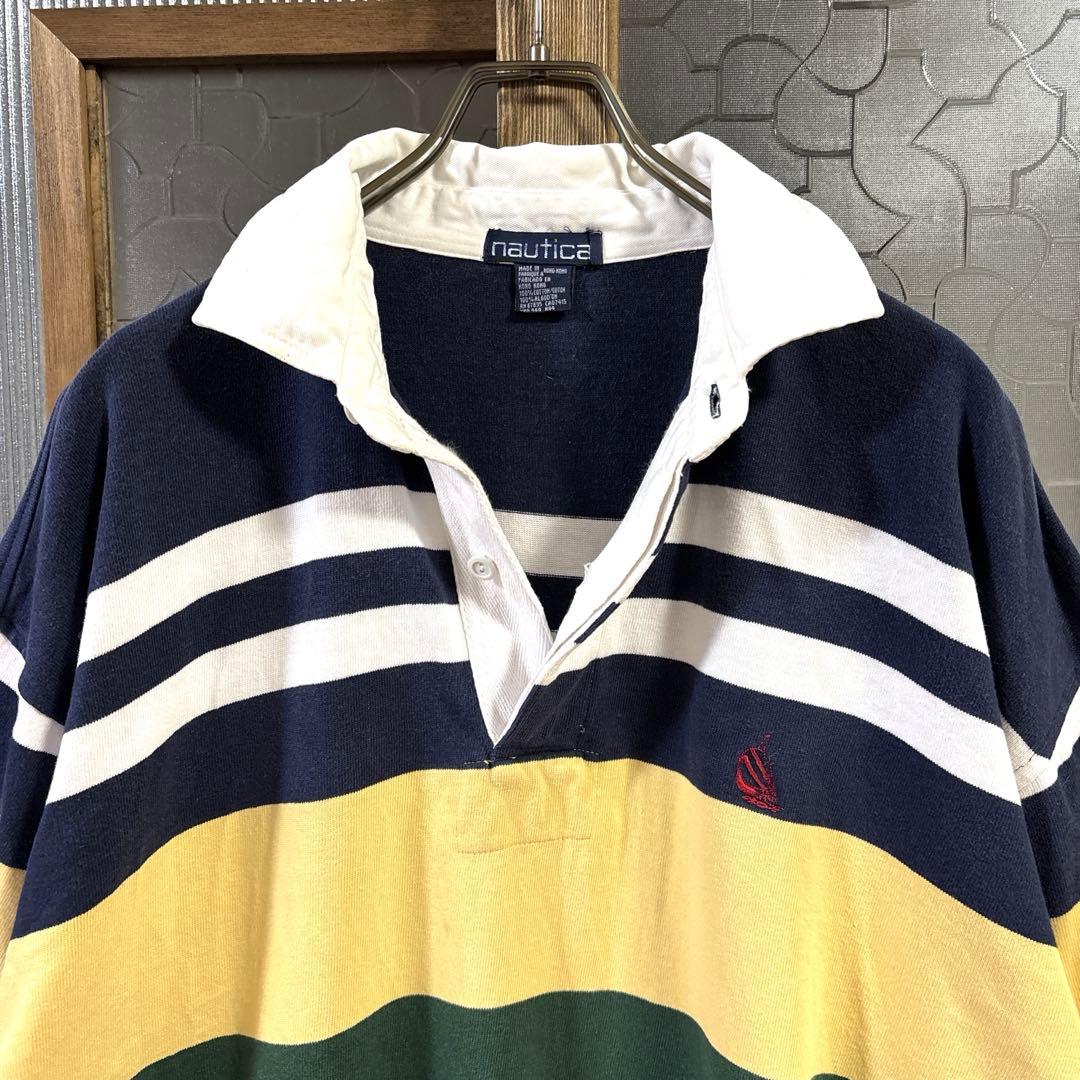 90s US古着 nautica 長袖ラガーシャツ　XL マルチカラー