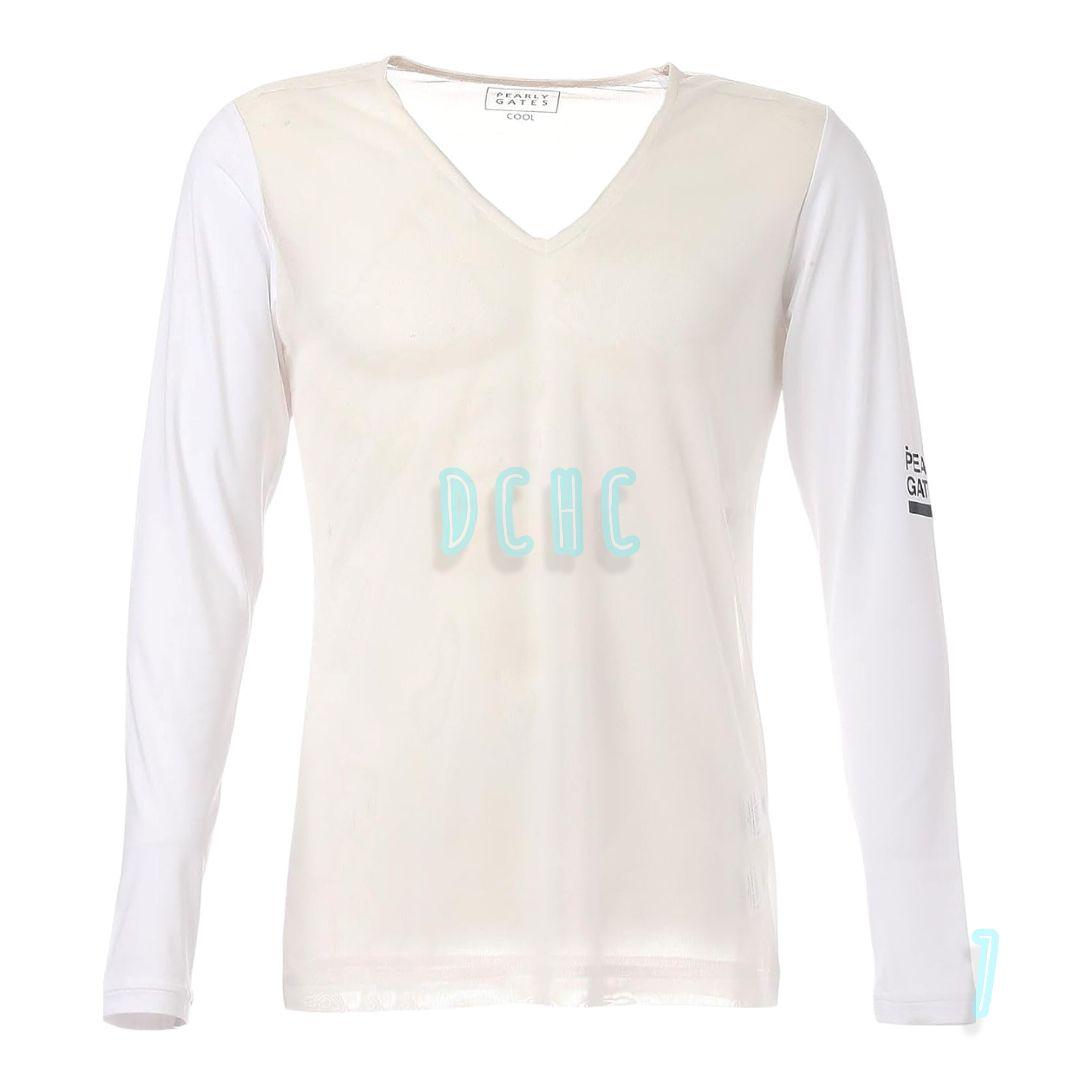 新品 【サイズ７(２ＸＬ)】【ホワイト】パーリーゲイツ　長袖　Vネックシャツ