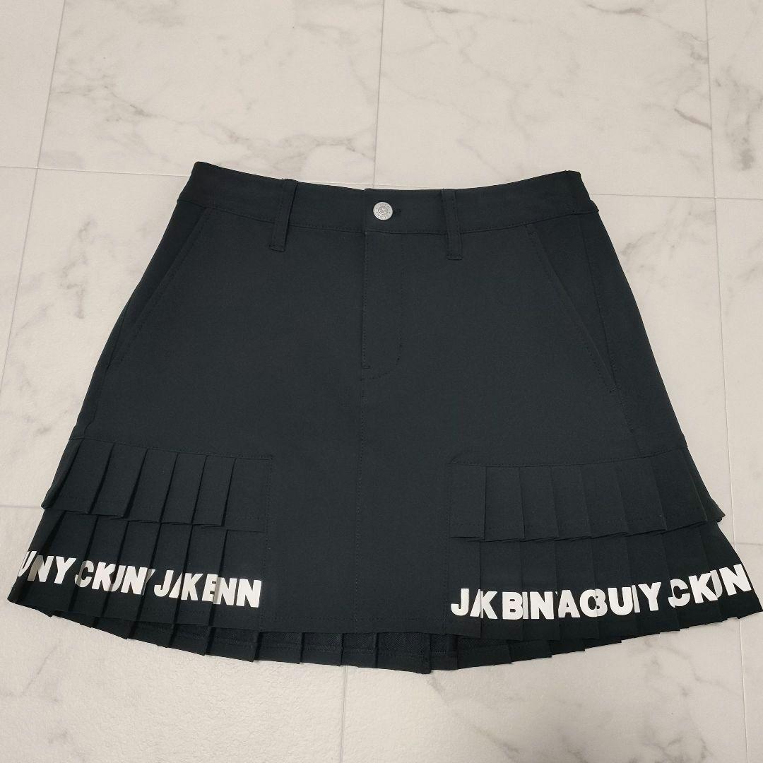 ジャックバニー　スカート　プリーツ　ロゴ　インナーパンツ一体　ブラック　サイズ2