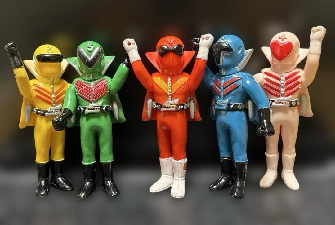 当時物 ソフビ　秘密戦隊ゴレンジャー5体セット　ポピー製　フルコンプ