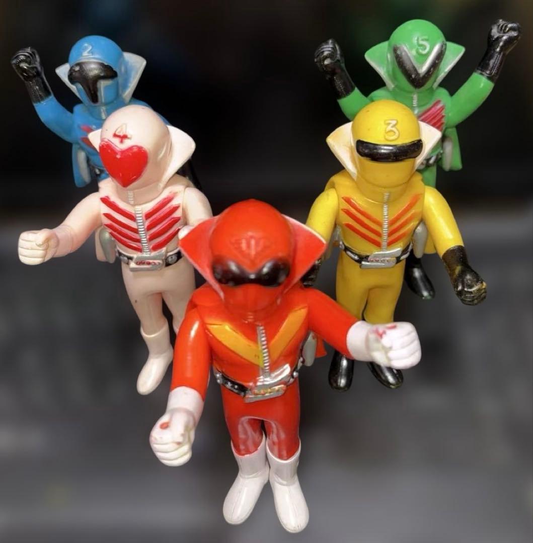 当時物 ソフビ　秘密戦隊ゴレンジャー5体セット　ポピー製　フルコンプ