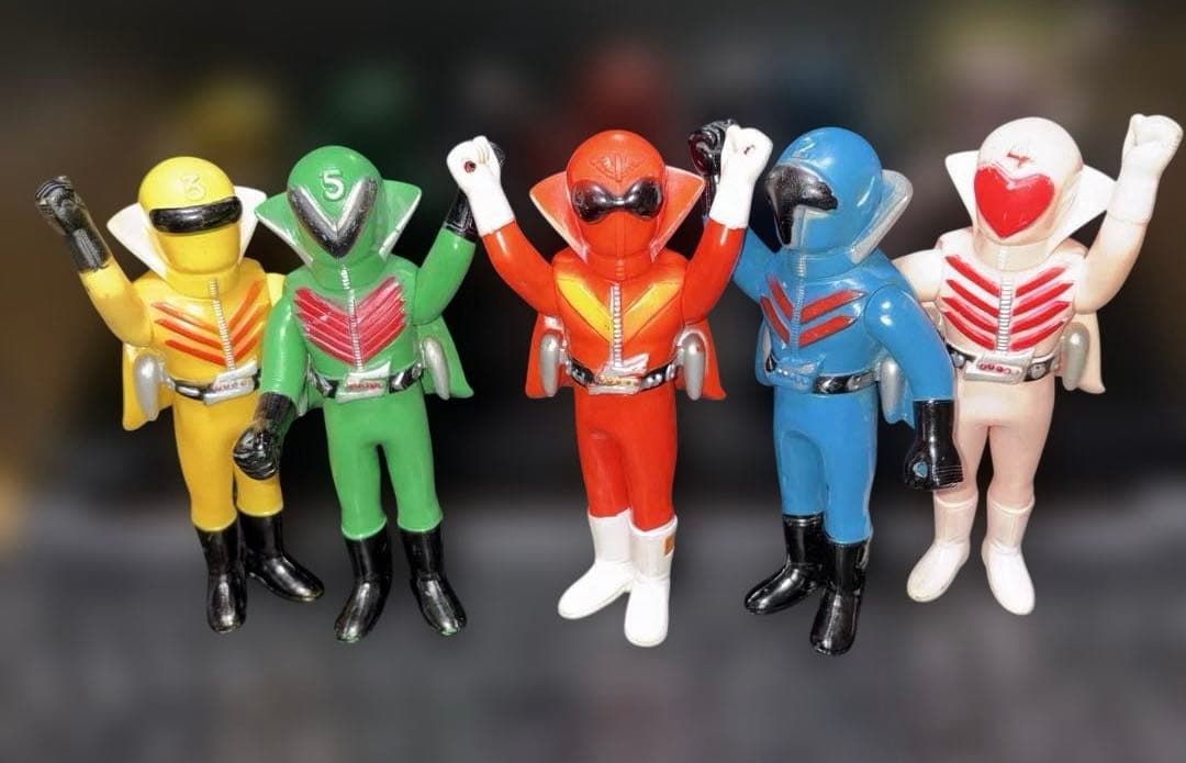 当時物 ソフビ　秘密戦隊ゴレンジャー5体セット　ポピー製　フルコンプ