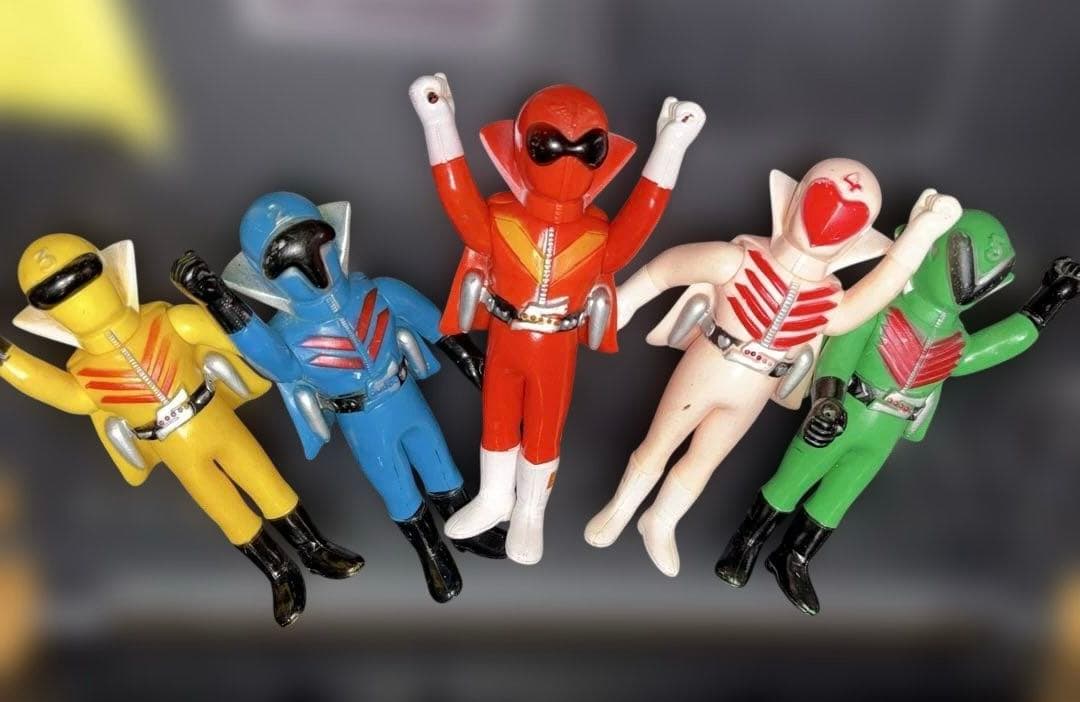 当時物 ソフビ　秘密戦隊ゴレンジャー5体セット　ポピー製　フルコンプ