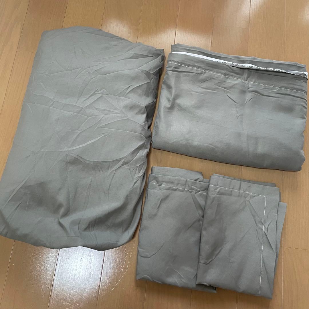 【美品】布団カバーセット グレー クイーン