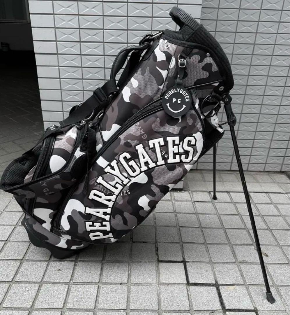 PEARLY GATES 迷彩キャディバッグ 89 白黒　モノトーン