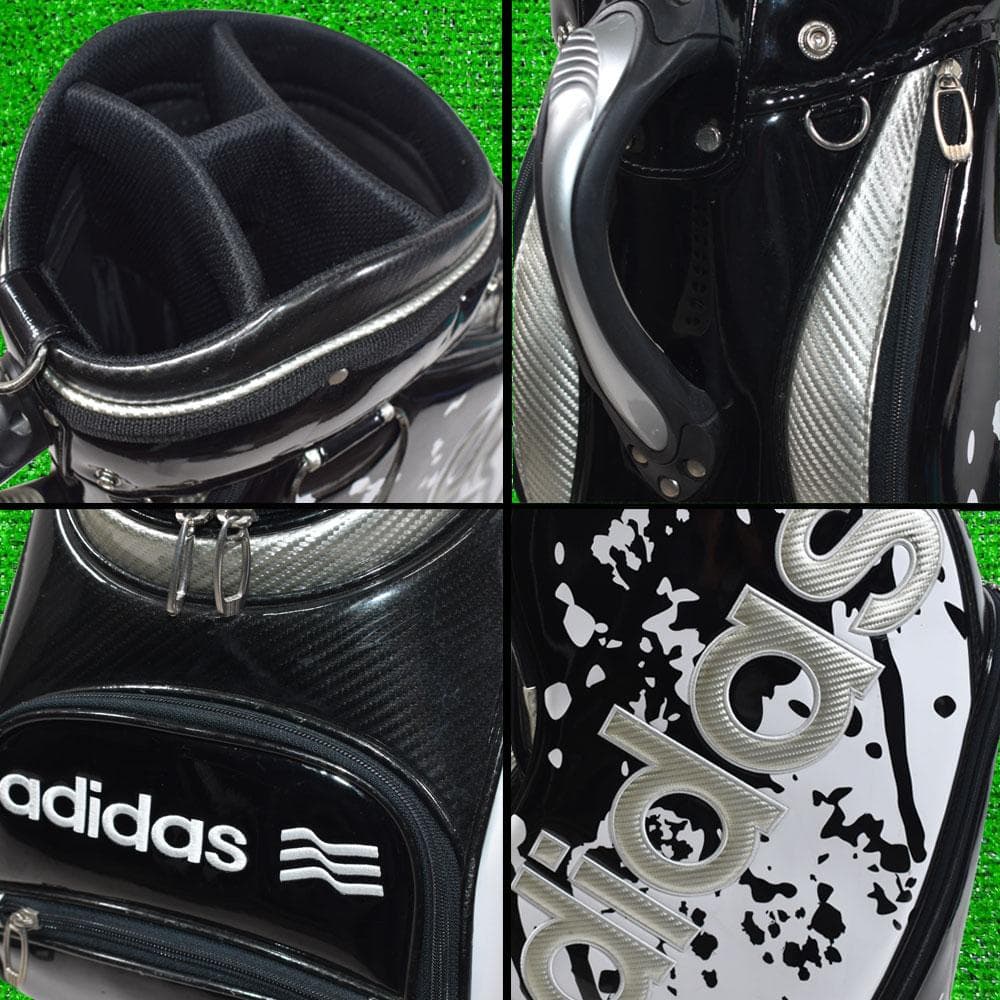 adidas アディダス エナメル キャディーバック【黒/白】訳あり品！
