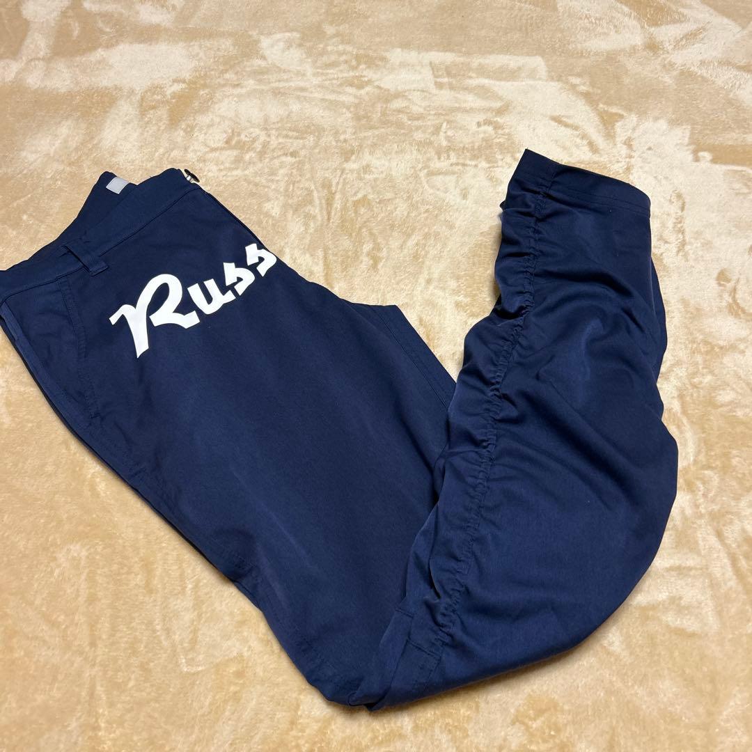 Russeluno ラッセルノ ゴルフパンツ ビッグロゴ 裾ジップ M ネイビー
