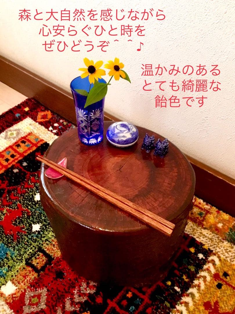 完売　天然欅＊ケヤキ【森と大自然の切り株コーヒーテーブル】ちゃぶ台＊インテリア台