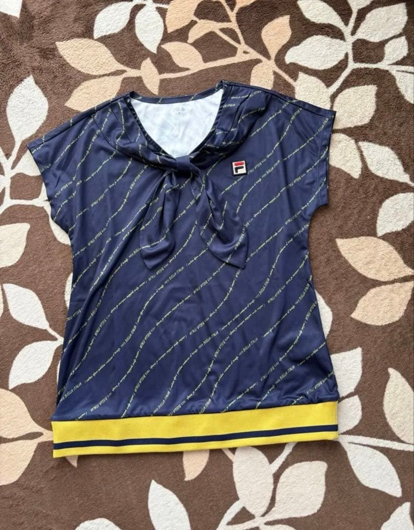 FILA テニスウェア 上下セットアップ ネイビー リボンモチーフ　半ズボン