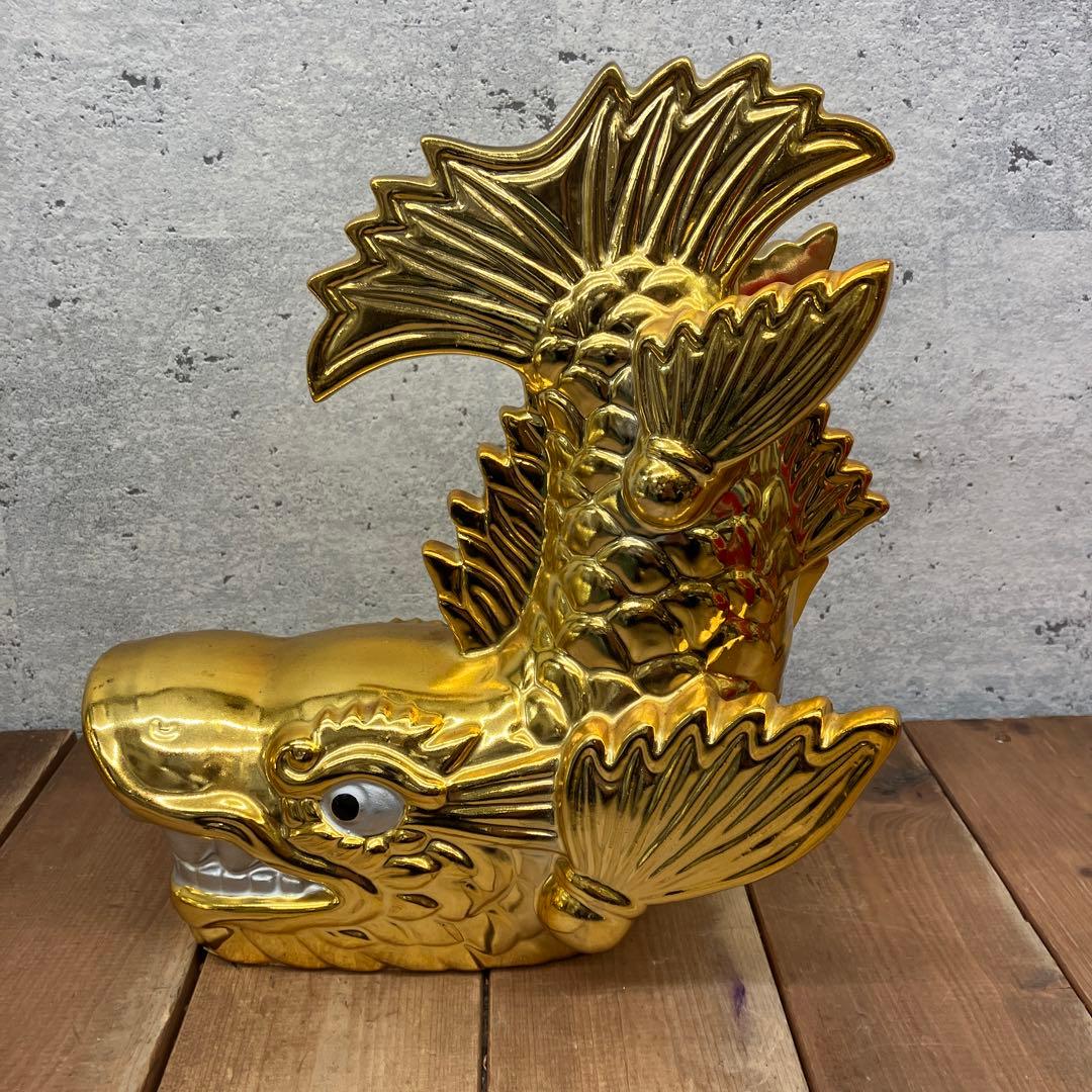 レトロ 陶器製 金のシャチホコ 金鯱 名古屋城 天守閣 守り神 縁起物 置物