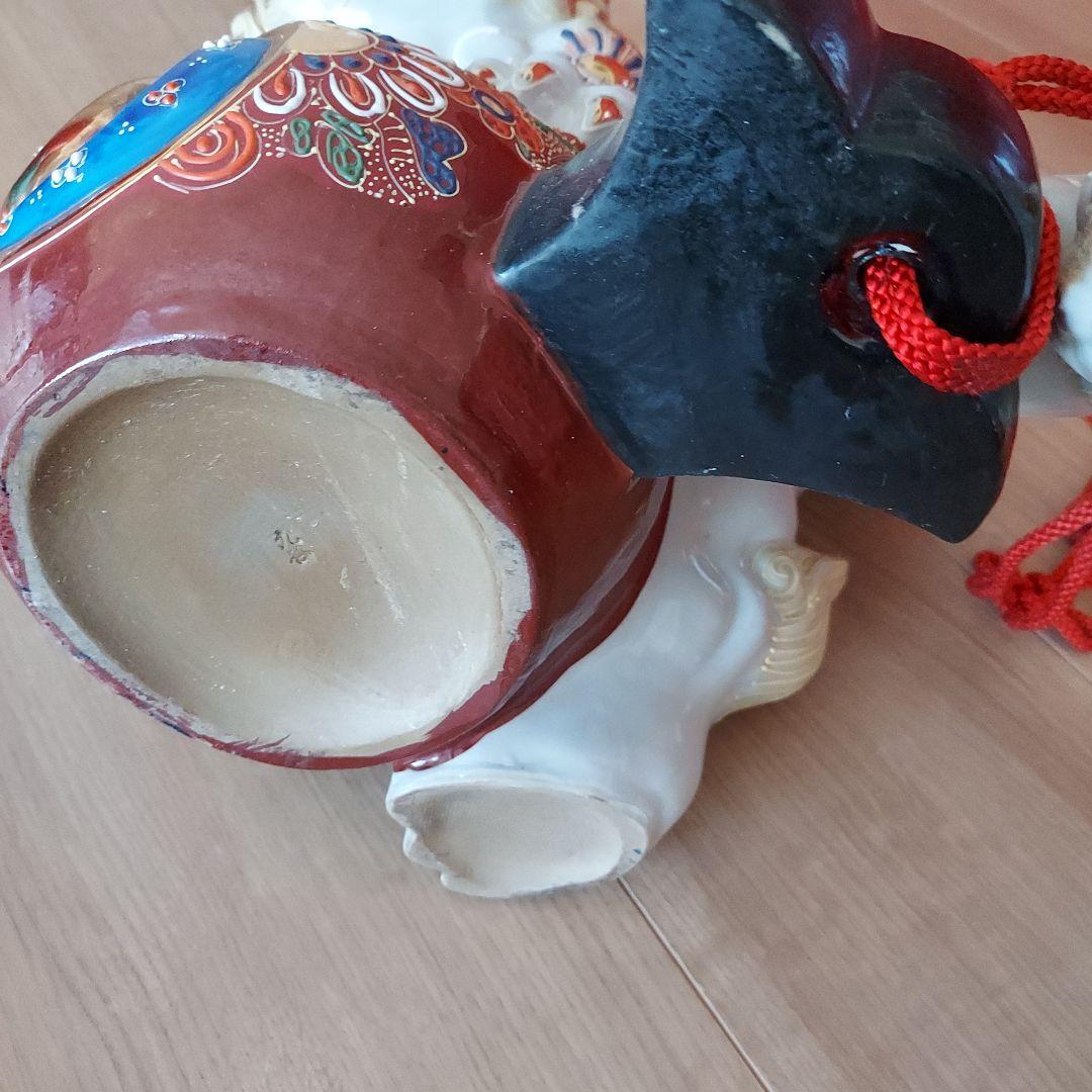 九谷焼 陶孫作 白獅子 縁起物 置物