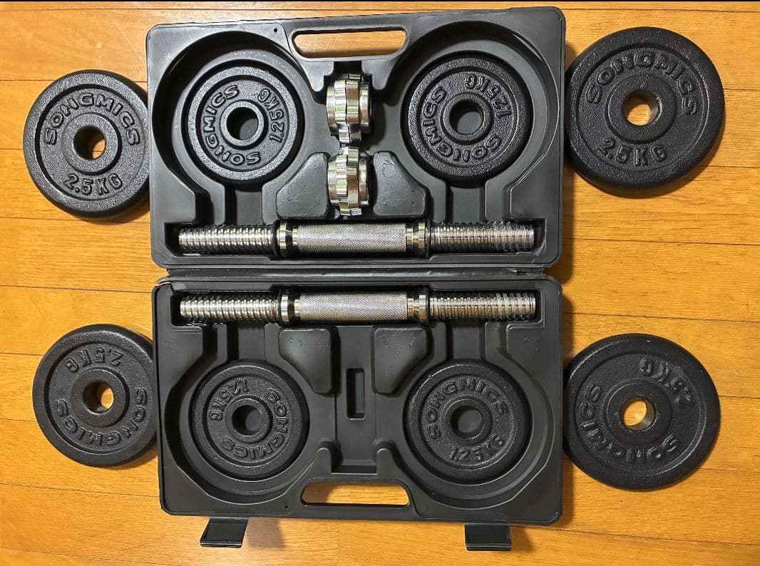 可変式ダンベル20kgセット10kg×2ケース付 自宅筋トレ トレーニング器具