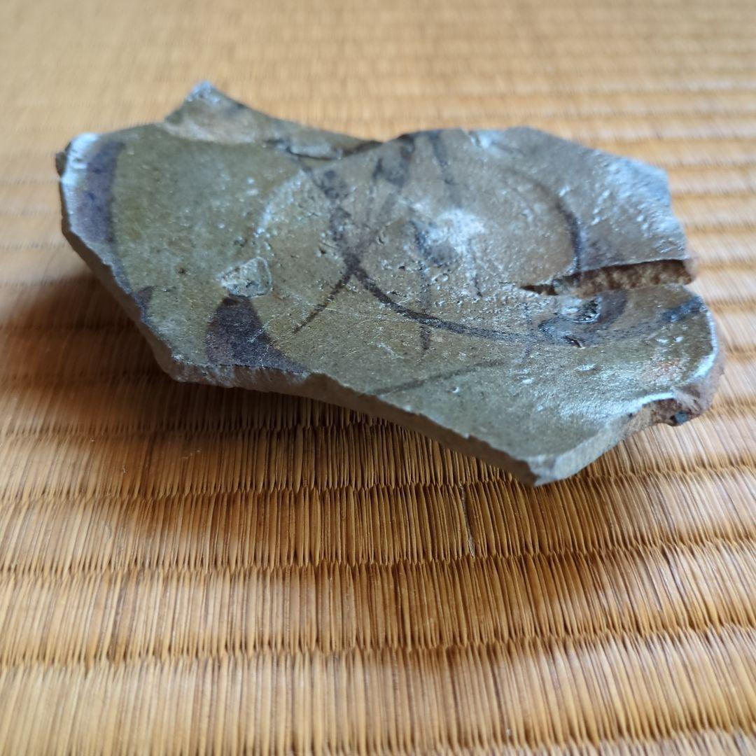 抽象模様の陶器作品 約13cm 古唐津の陶片　小山路窯発掘品