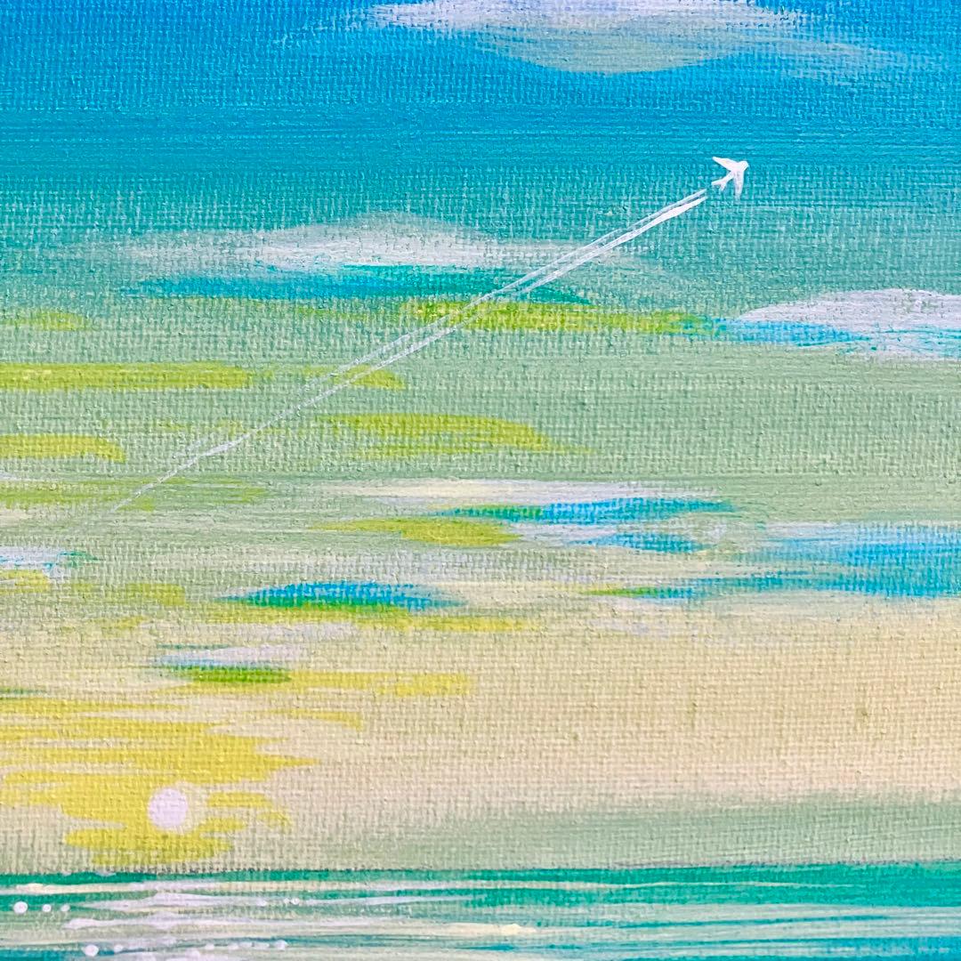 sunrise＊4号キャンバス　絵画　原画　風景画　海　空　夏　朝日　夕日