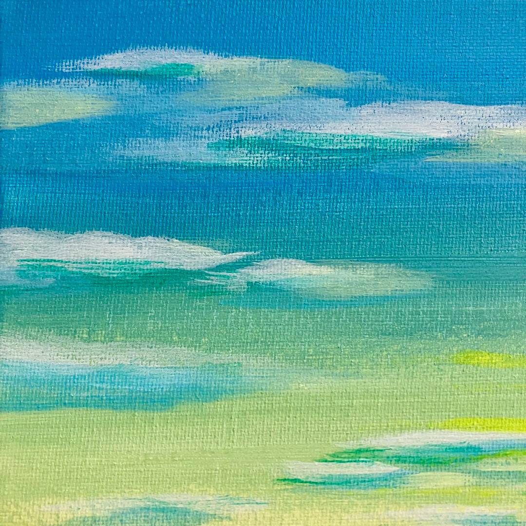 sunrise＊4号キャンバス　絵画　原画　風景画　海　空　夏　朝日　夕日