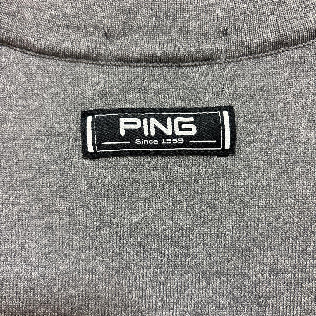 【美品】PING ゴルフ 半袖ニットシャツ Mr.PING柄 メンズ