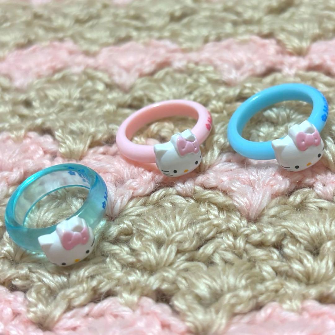 【平成レトロ】ハローキティ☆プラ指輪☆《3個セット》当時物 希少 レア