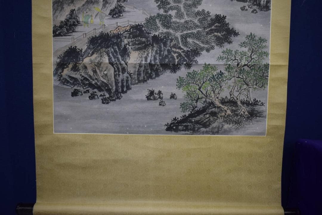 不詳/作者不詳/山水人物画賛/降雪山水/人物/馬/中国画/布袋屋掛軸HK-51