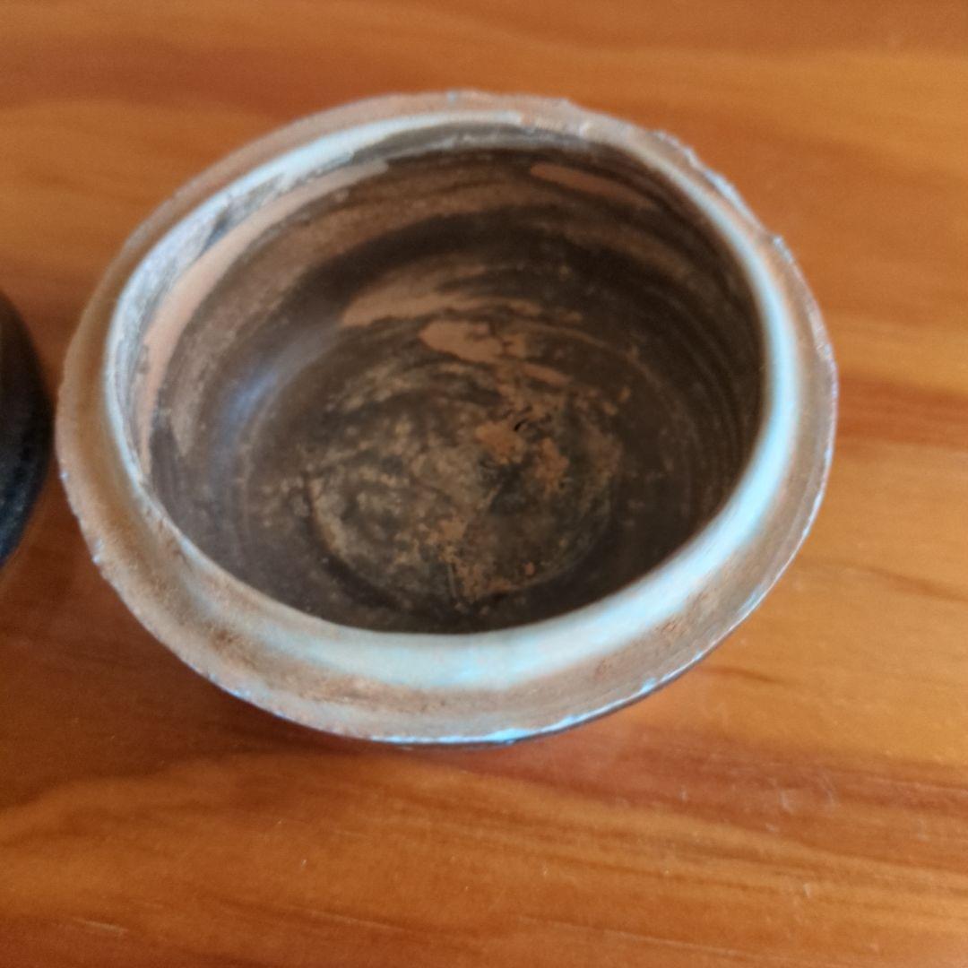 陶器製の円形容器 木箱付き唐物茶入