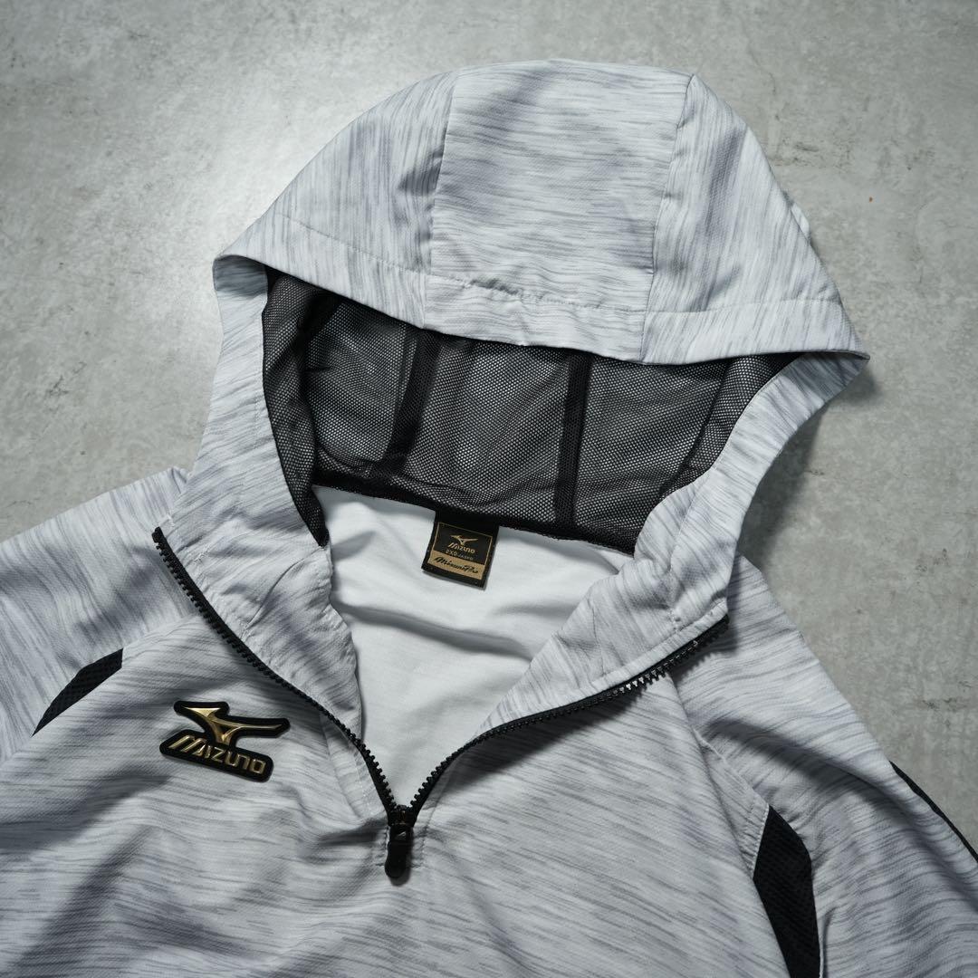 極美品 MIZUNO PRO ミズノプロ パーカー ハーフジップ グレー 野球