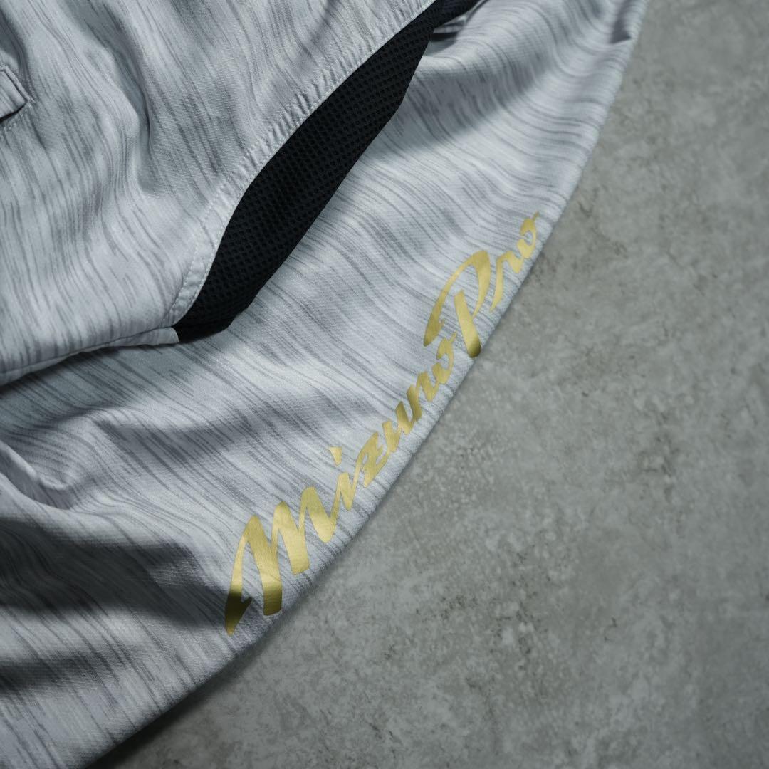 極美品 MIZUNO PRO ミズノプロ パーカー ハーフジップ グレー 野球