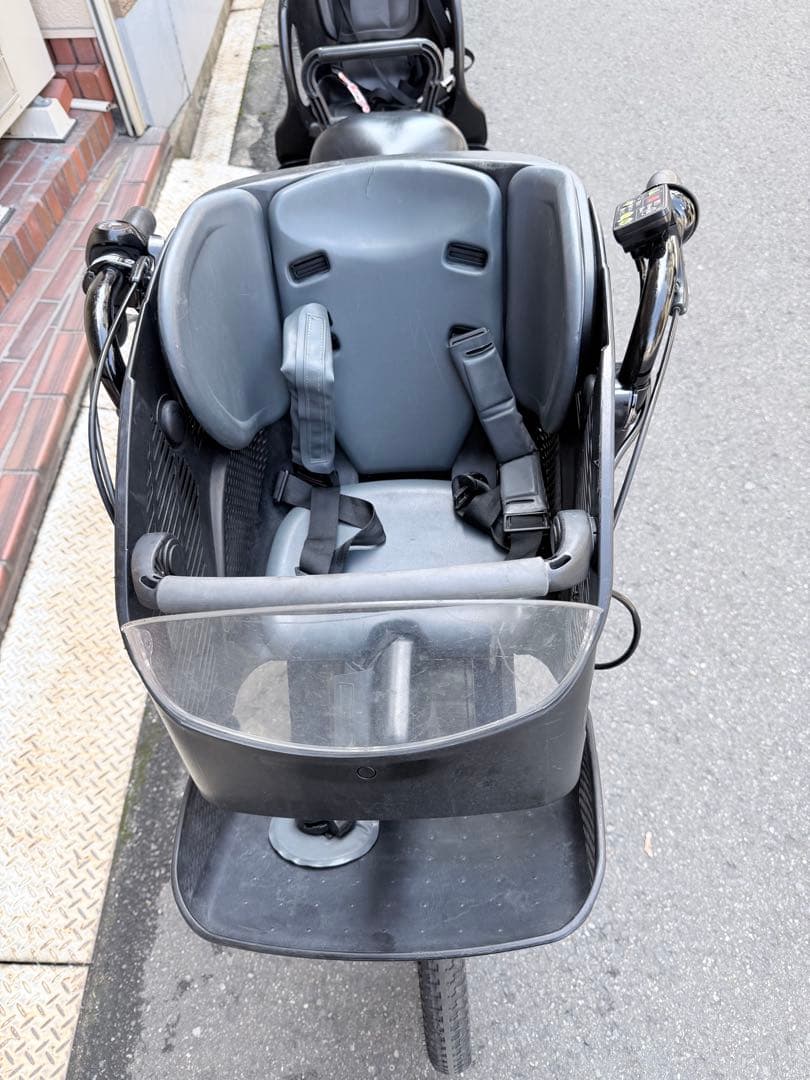 子供乗せ　3人　ヤマハ　電動アシスト自転車 水色 チャイルドシート付き