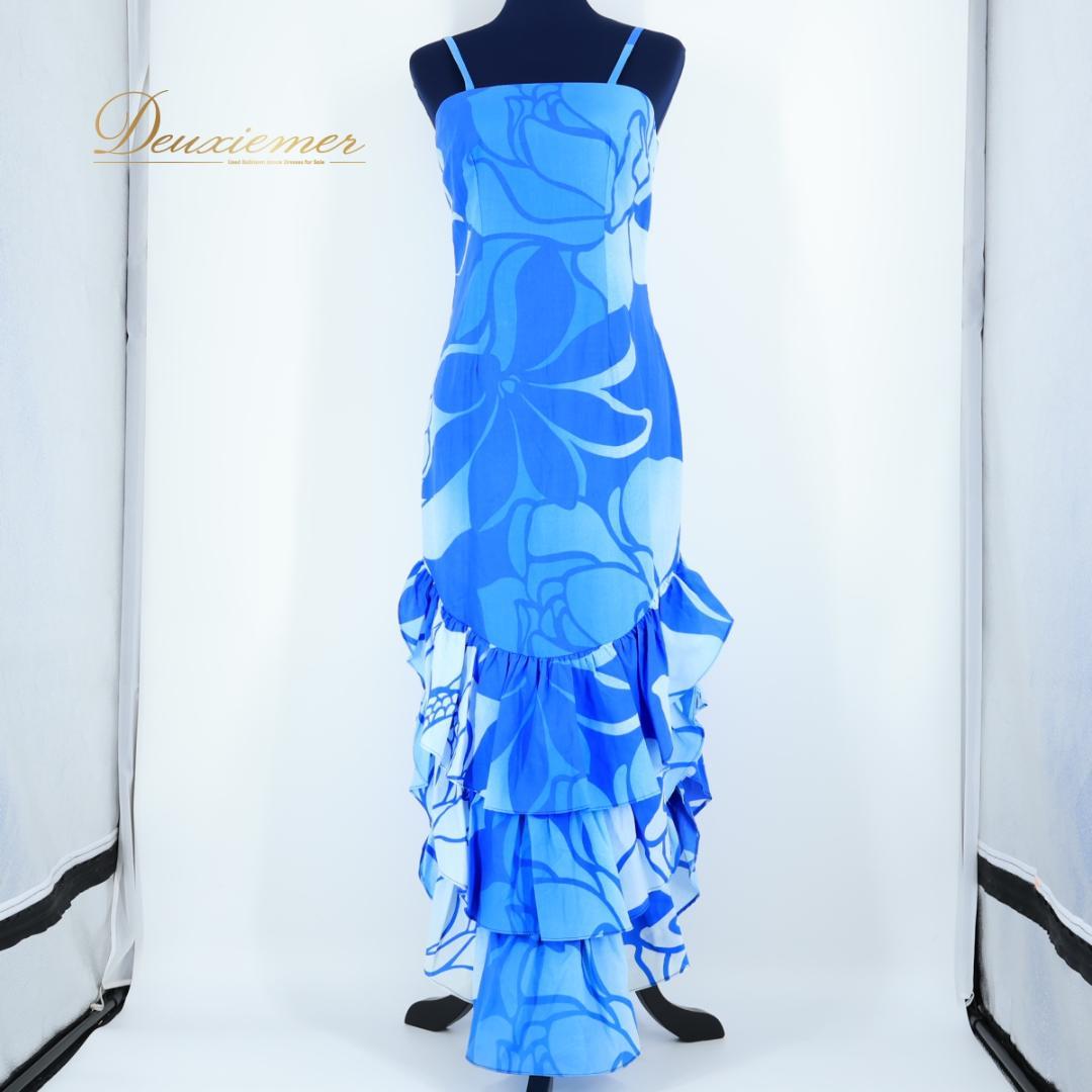 【ハワイ製 フラダンス衣装】ブルー CC Fashions ワンピース 青 水色