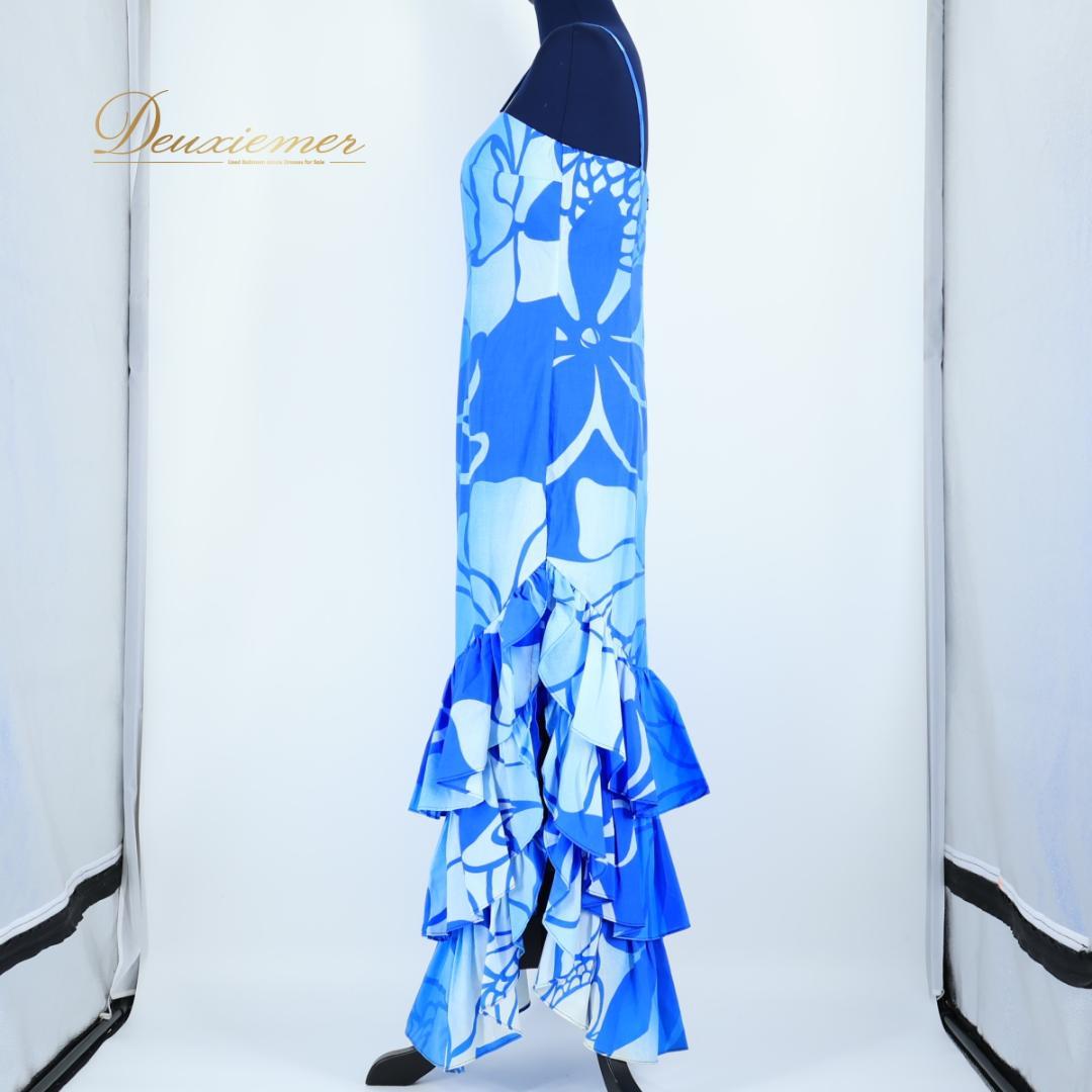 【ハワイ製 フラダンス衣装】ブルー CC Fashions ワンピース 青 水色
