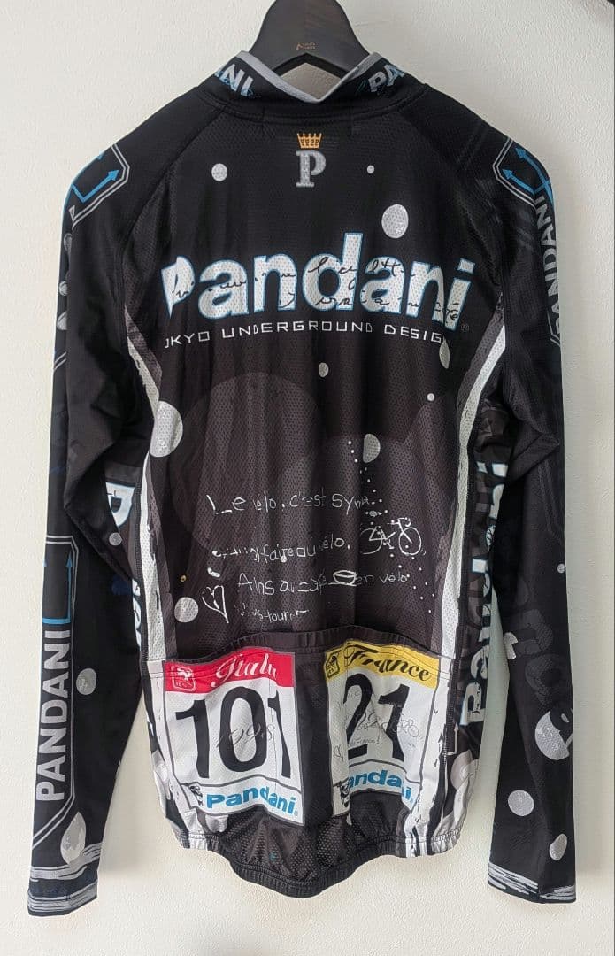 Pandani サイクルジャージ ブラック ドット柄 L