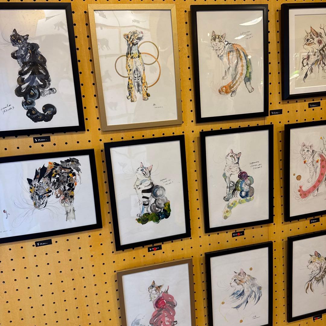 猫 原画 A4 簡易額装