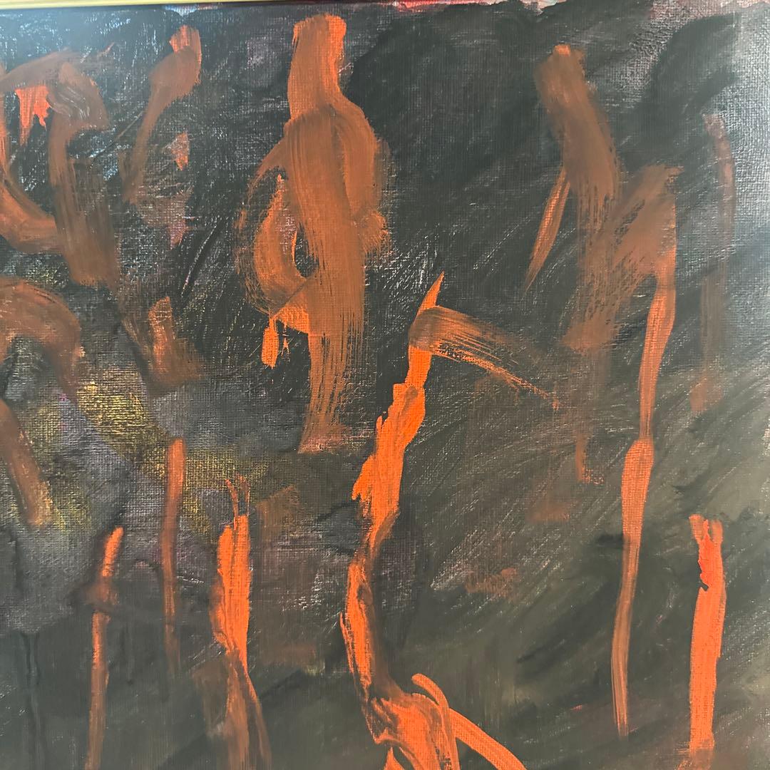 抽象画　肉筆油彩画 絵画　ア-ト　RED インテリア　額縁