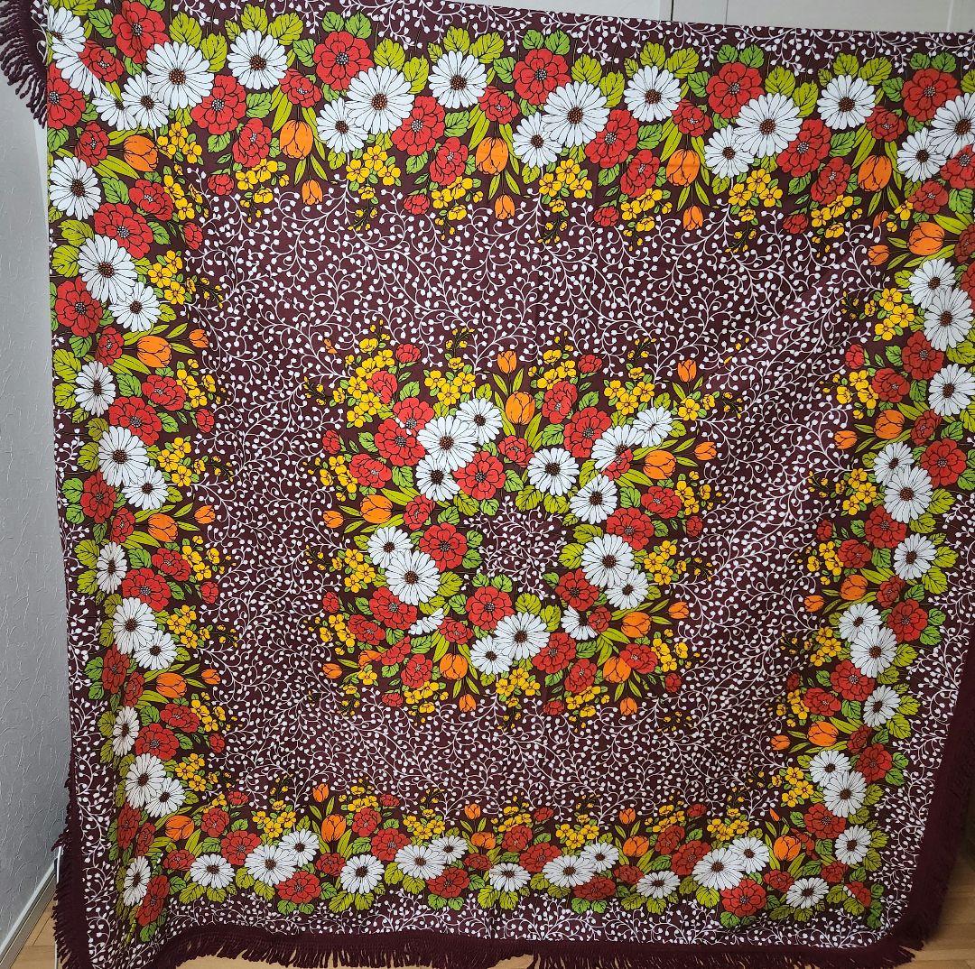 美品　昭和レトロ　花柄　 こたつ　掛け　カバー