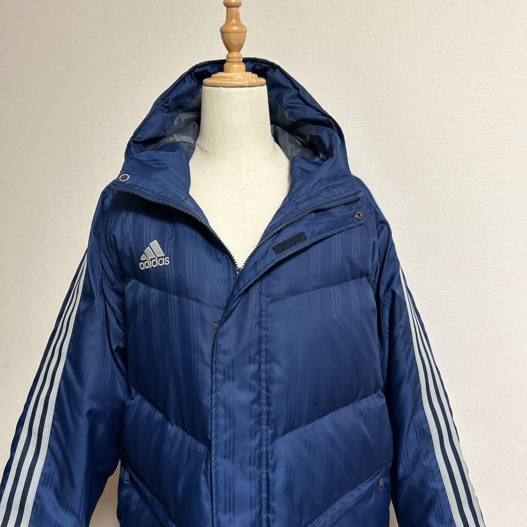 【SALE中】美品✨ adidas ネイビー ストライプ ベンチコート M