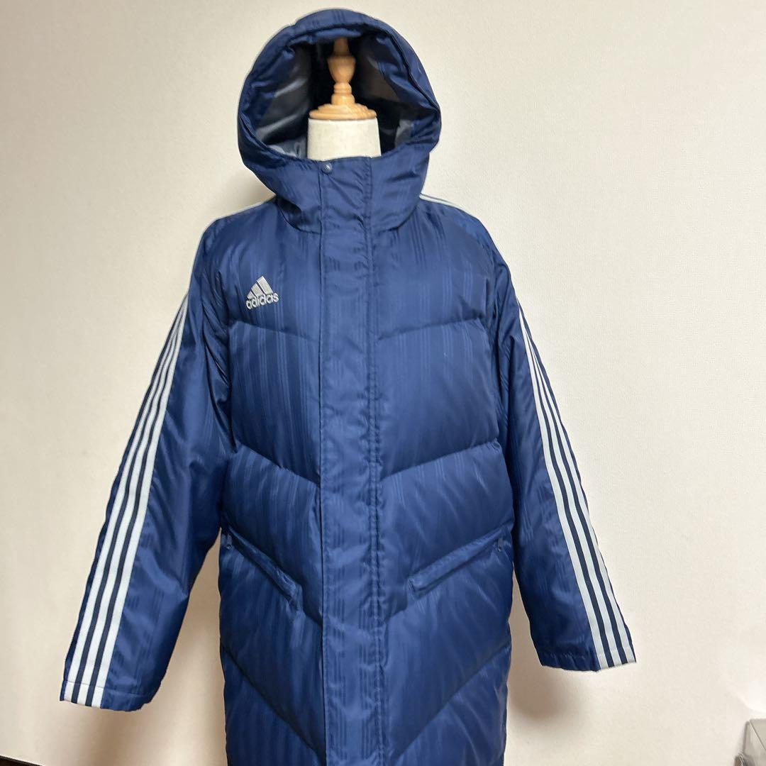 【SALE中】美品✨ adidas ネイビー ストライプ ベンチコート M