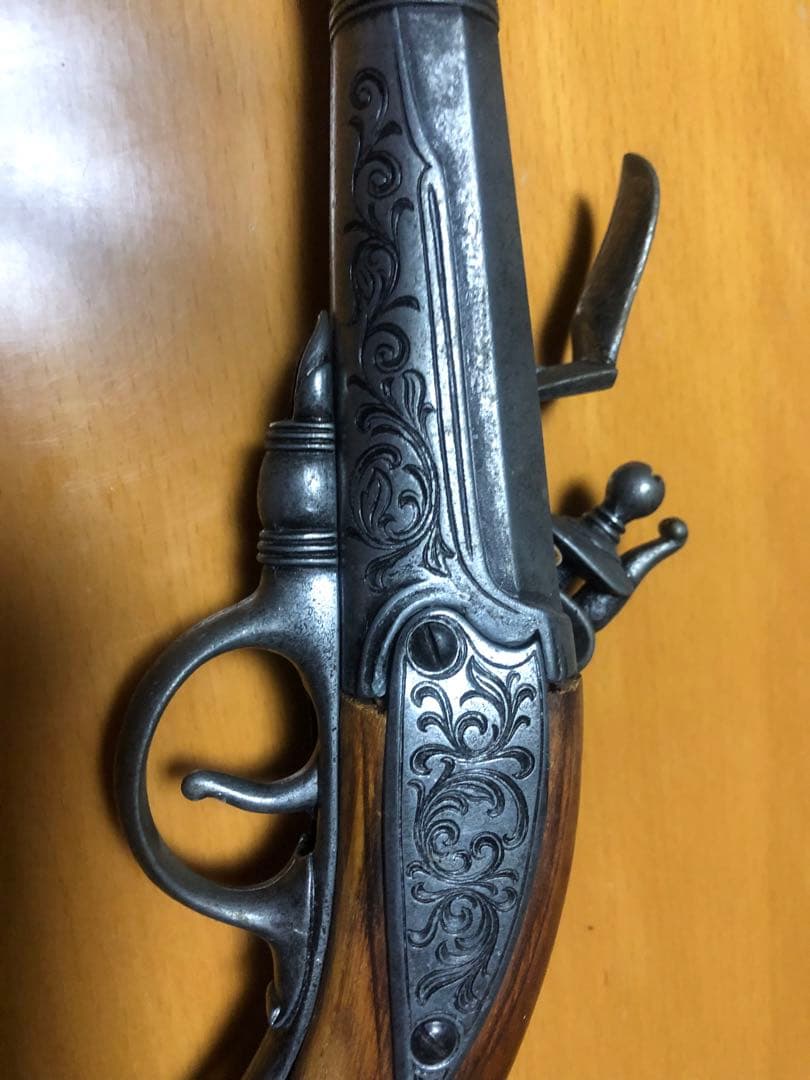 レプリカ 古式銃 火縄銃 プリントロック 飾り銃 短銃 木製 模造銃