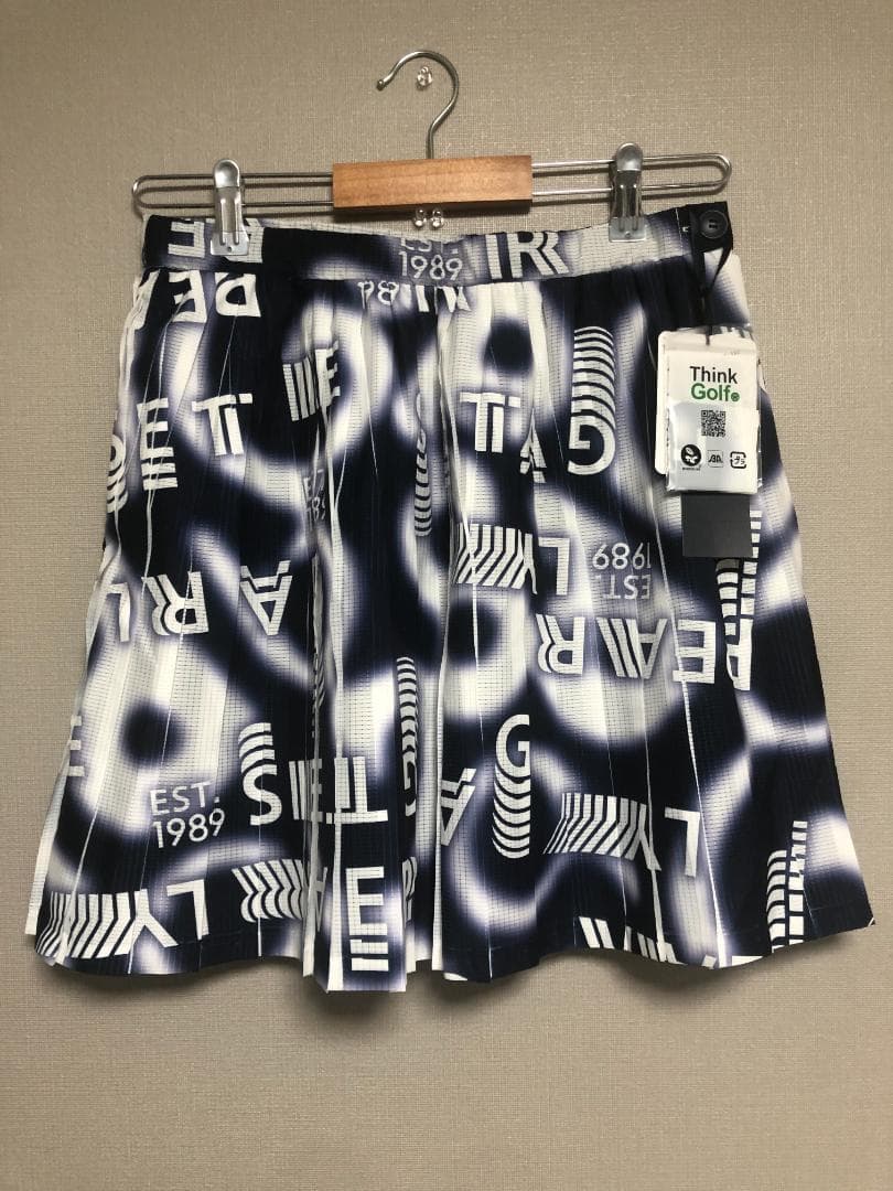 未使用 タグ付 ロゴぼかし プリーツスカート 0 S ネイビー紺 パーリーゲイツ