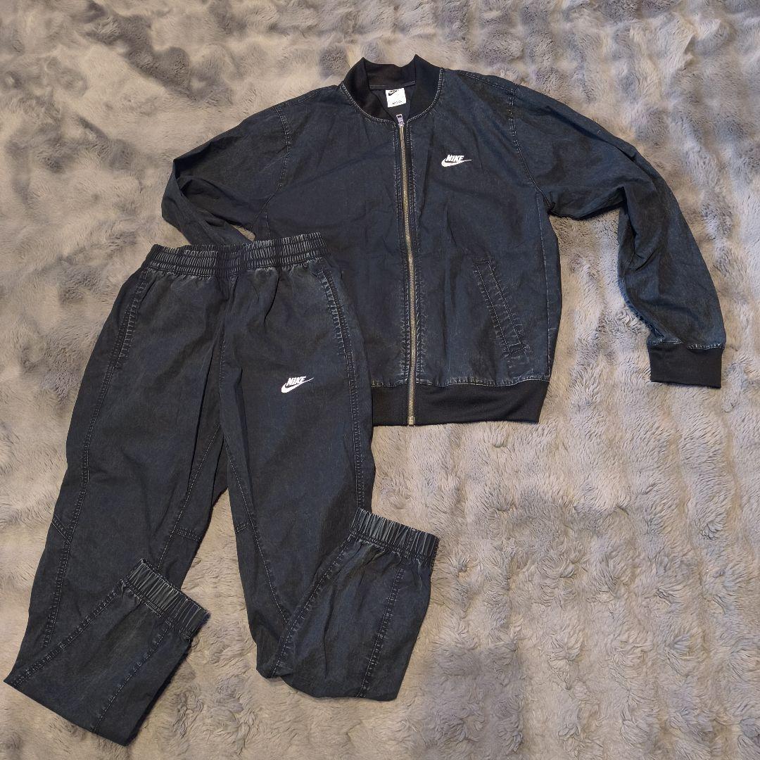 【美品】Nike ナイキ ナイロン セットアップ 上下 ブラック Sサイズ 黒