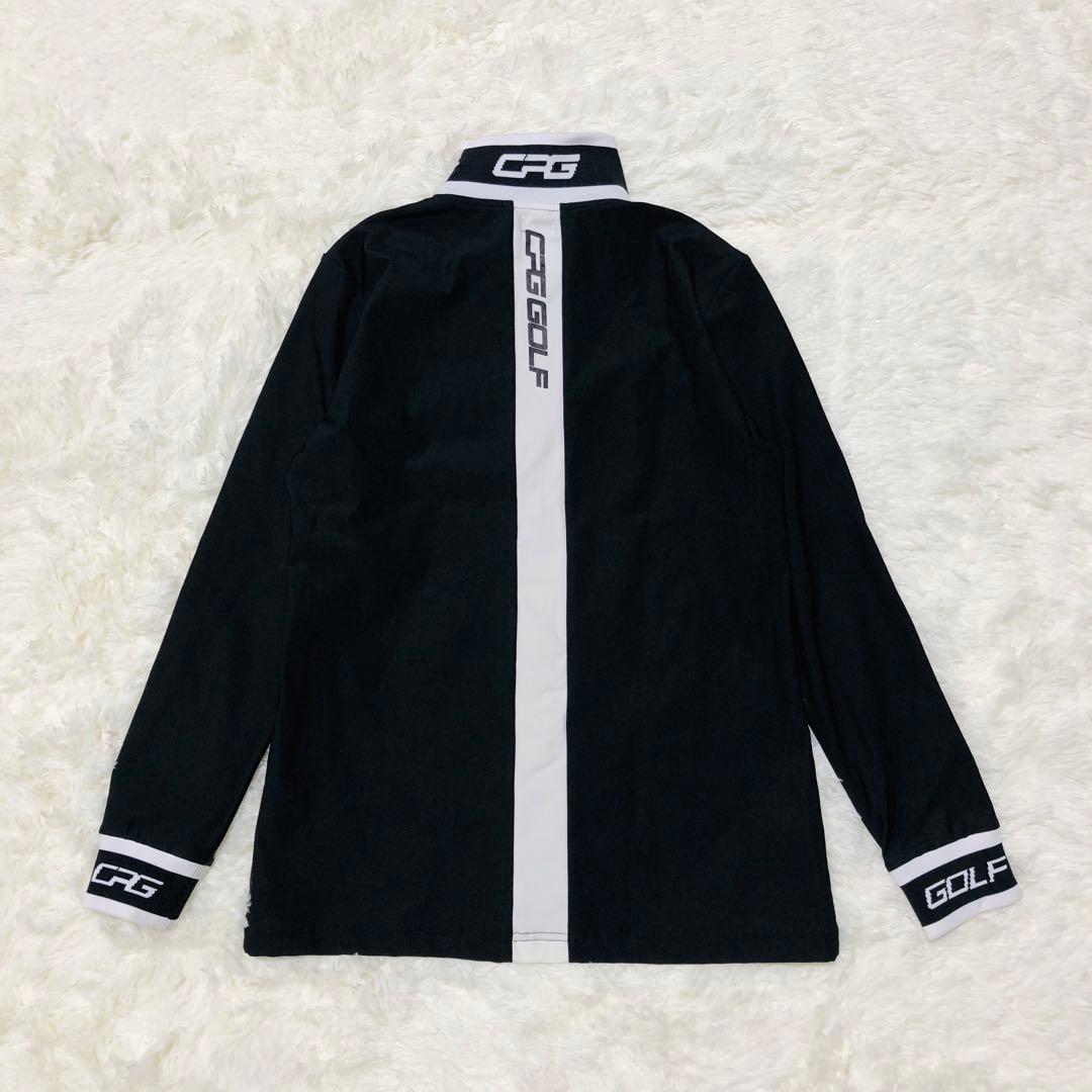 美品♪CPGゴルフ モックネック ハーフジップ ゴルフシャツ 黒