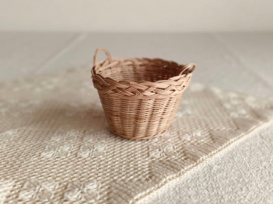 【ひまわりさま】small basket ❀ 両側 持ち手の * バスケット