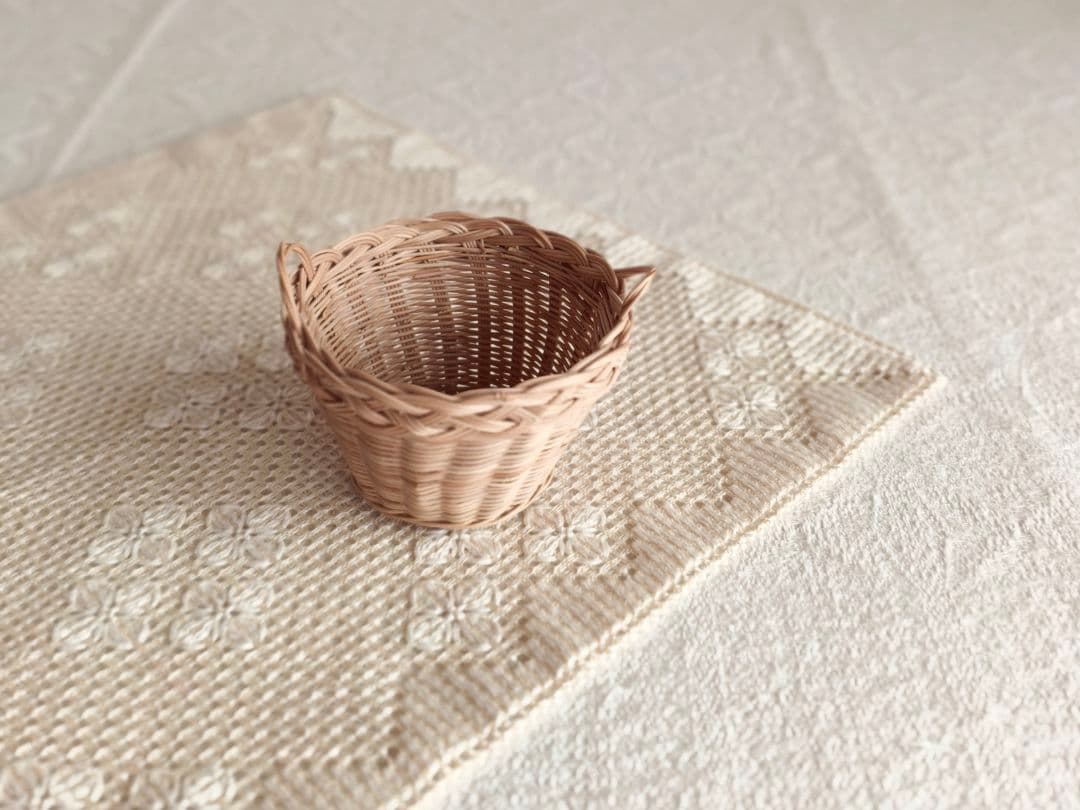【ひまわりさま】small basket ❀ 両側 持ち手の * バスケット