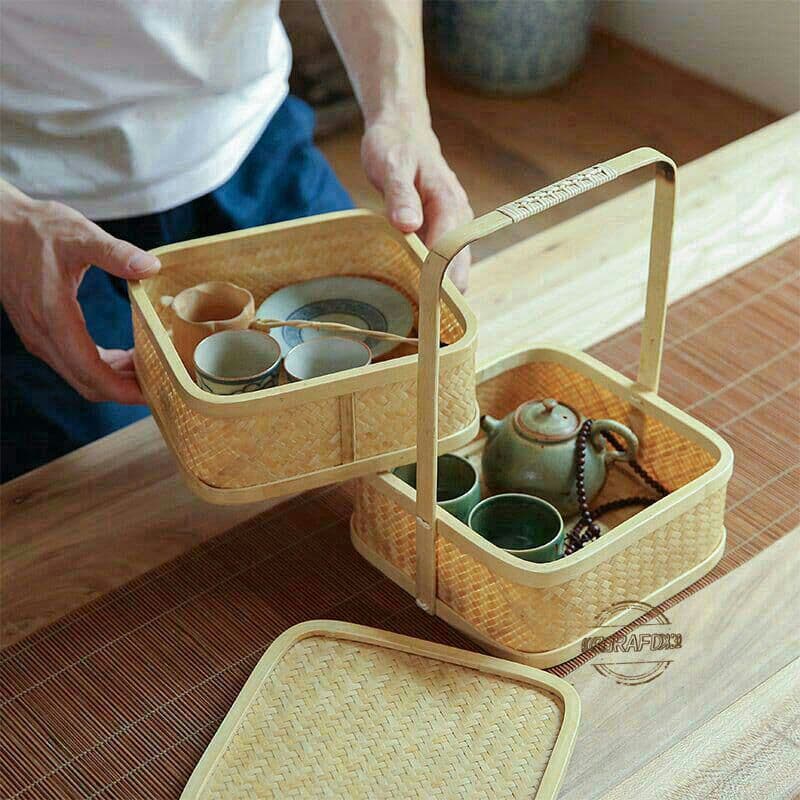 提籃籠 收納籃 茶道具籠 茶具 竹細工 收納 竹工芸