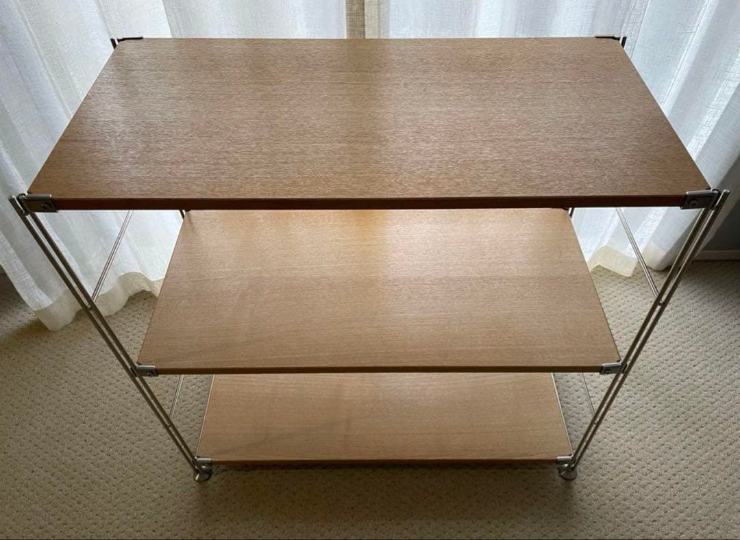 無印　ステンレスユニットシェルフ　オーク　ワイドセット　小　（棚板一枚おまけ）