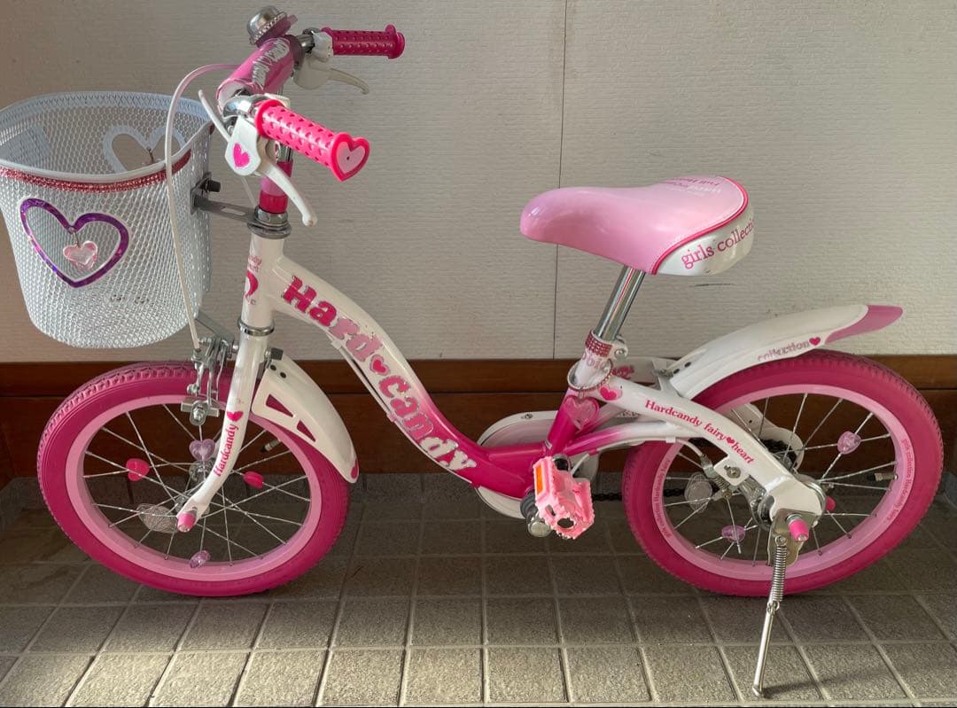 ハートキャンディ　女の子　補助輪付自転車 ピンク　紫　16インチ